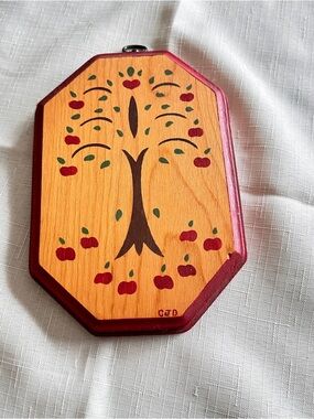 Vintage Handpainted tree heart wooden plaque